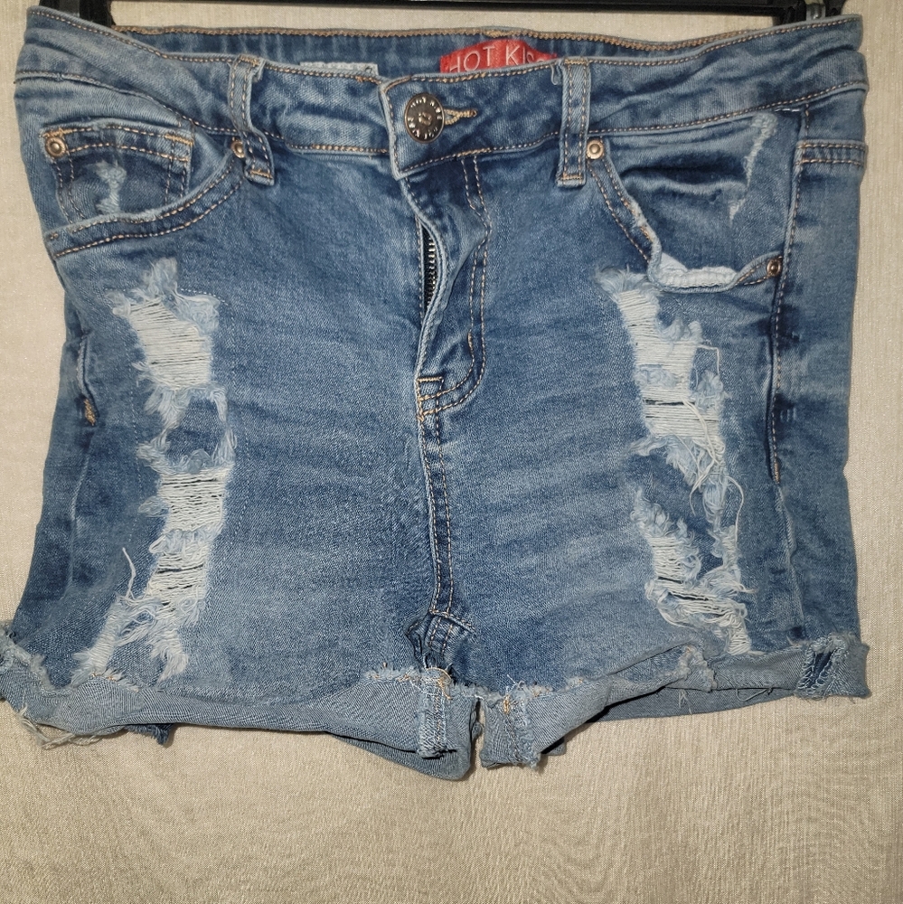 Kiss Blue Distressed Jean Shorts